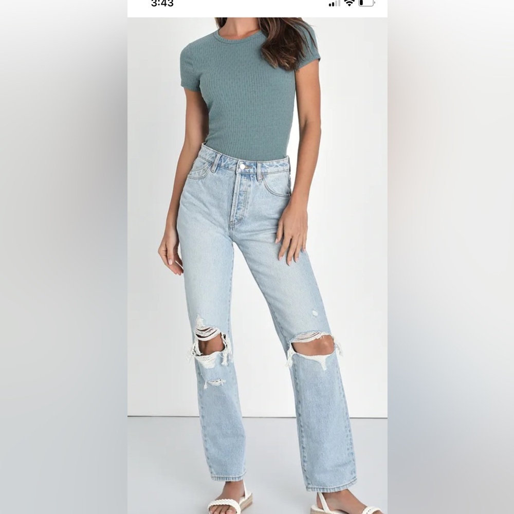 ROLLA'S Blue Classic Straight Leg Jeans Distressed Button Fly size 28